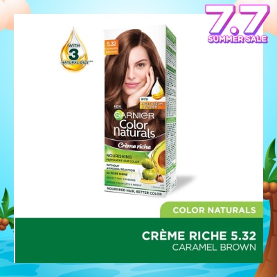 GARNIER Color Naturals Nourishing Permanent Hair Color 5.32 Caramel Brown (With Fruit Serum & Vitamin) 1s