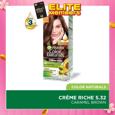 GARNIER Color Naturals Nourishing Permanent Hair Color 5.32 Caramel Brown (With Fruit Serum & Vitamin) 1s