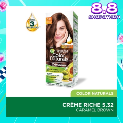 GARNIER Color Naturals Nourishing Permanent Hair Color 5.32 Caramel Brown (With Fruit Serum & Vitamin) 1s