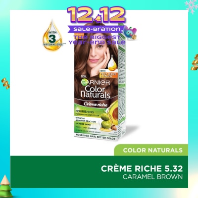 GARNIER Color Naturals Nourishing Permanent Hair Color 5.32 Caramel Brown (With Fruit Serum & Vitamin) 1s