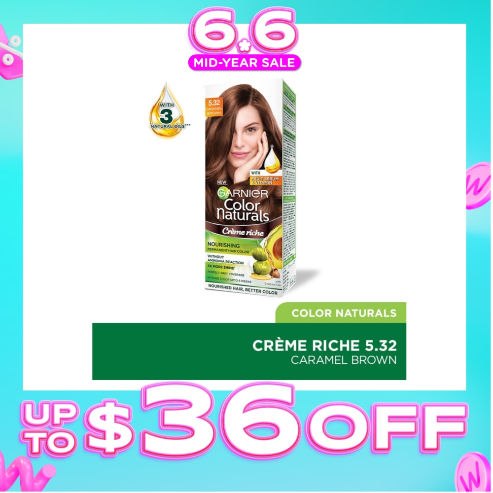 Color Naturals Nourishing Permanent Hair Color 5.32 Caramel Brown (With Fruit Serum & Vitamin) 1s