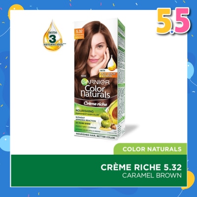 GARNIER Color Naturals Nourishing Permanent Hair Color 5.32 Caramel Brown (With Fruit Serum & Vitamin) 1s