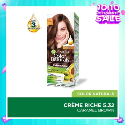 GARNIER Color Naturals Nourishing Permanent Hair Color 5.32 Caramel Brown (With Fruit Serum & Vitamin) 1s