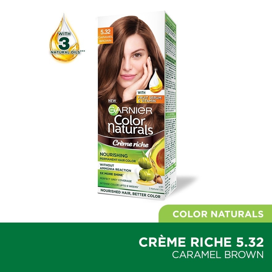 Color Naturals Nourishing Permanent Hair Color 5.32 Caramel Brown (With Fruit Serum & Vitamin) 1s