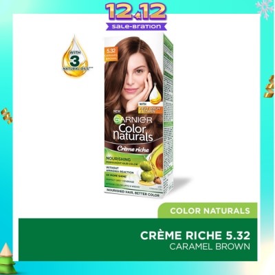 GARNIER Color Naturals Nourishing Permanent Hair Color 5.32 Caramel Brown (With Fruit Serum & Vitamin) 1s