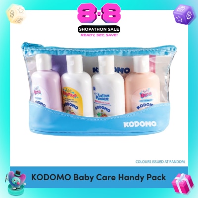 KODOMO - Baby Care Handy Packset consists Baby Bath Moisturizing 45ml + Baby Bath Mild & Natural 45ml + Shampoo 50ml + Powder 40ml + Wipes 10s