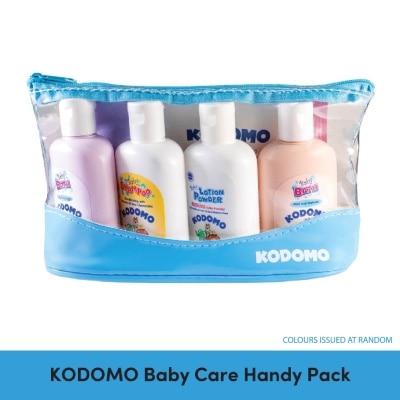 KODOMO Baby Care Handy Packset consists Baby Bath Moisturizing 45ml + Baby Bath Mild & Natural 45ml + Shampoo 50ml + Powder 40ml + Wipes 10s