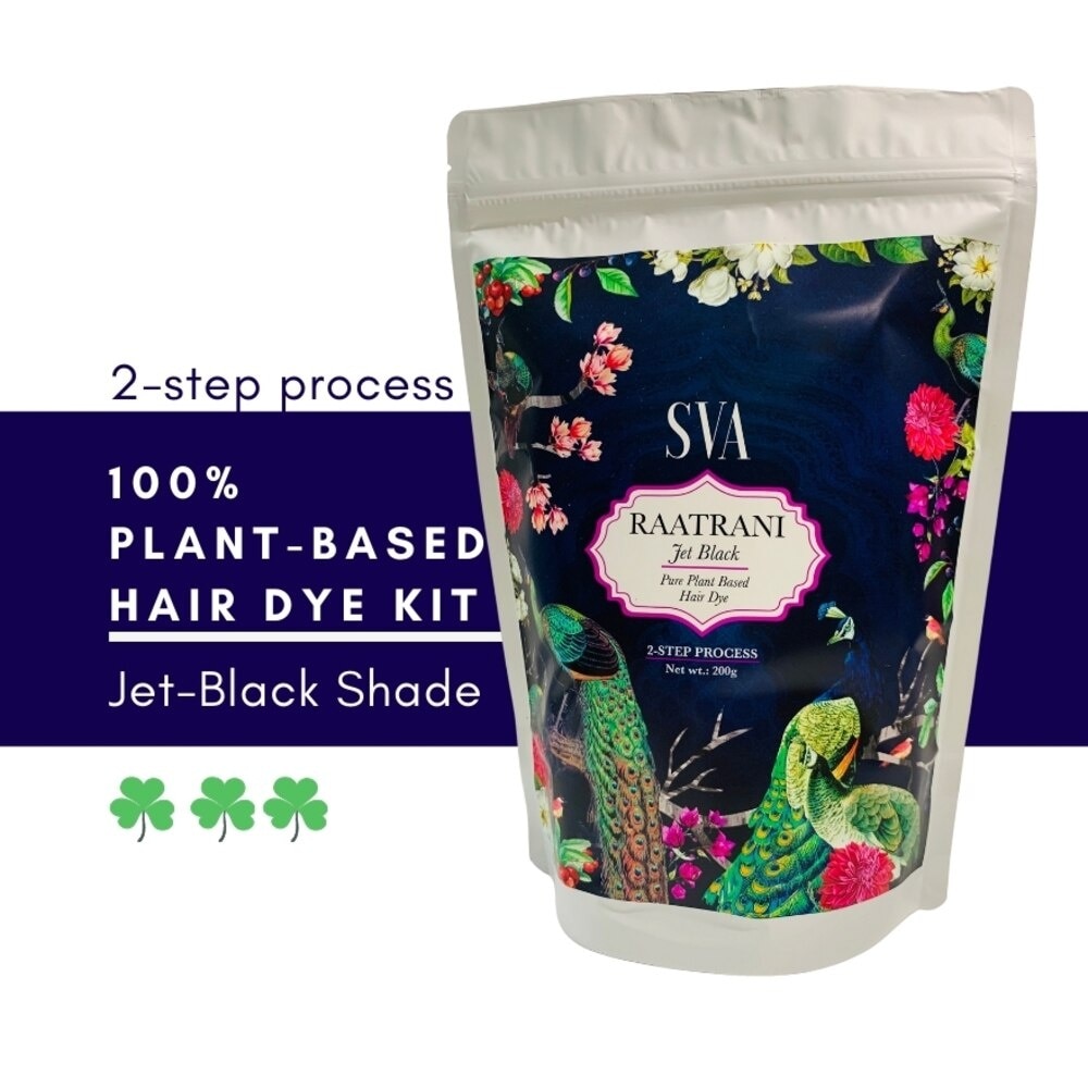 Raatrani Plant-Based Hair Dye Kit - Jet Black Shade 200g