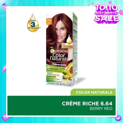 GARNIER Color Naturals Nourishing Permanent Hair Color 6.64 Berry Red (With Fruit Serum & Vitamin) 1s