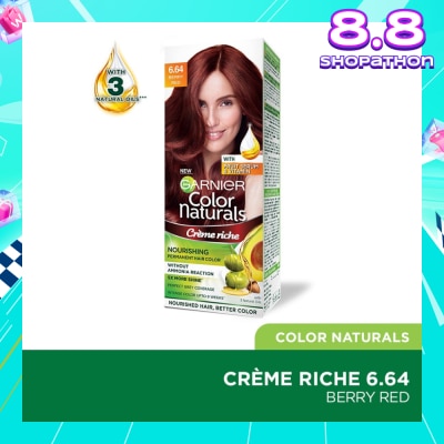 GARNIER Color Naturals Nourishing Permanent Hair Color 6.64 Berry Red (With Fruit Serum & Vitamin) 1s