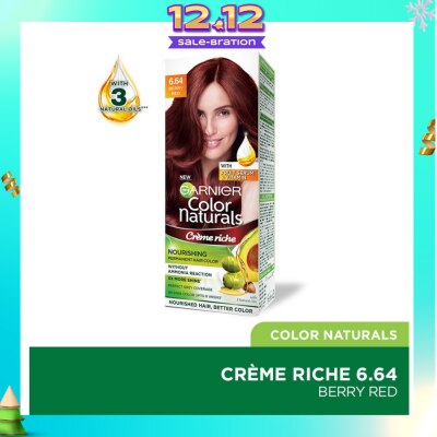 GARNIER Color Naturals Nourishing Permanent Hair Color 6.64 Berry Red (With Fruit Serum & Vitamin) 1s