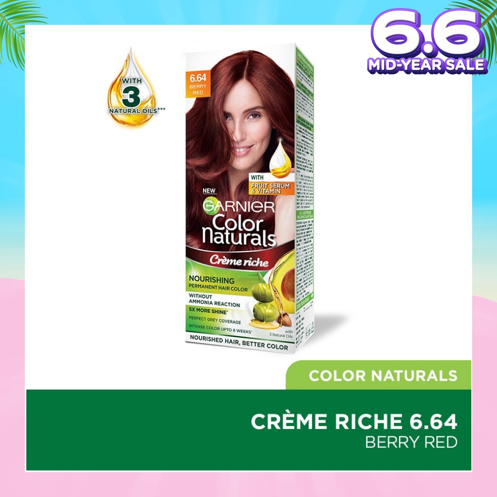 Color Naturals Nourishing Permanent Hair Color 6.64 Berry Red (With Fruit Serum & Vitamin) 1s
