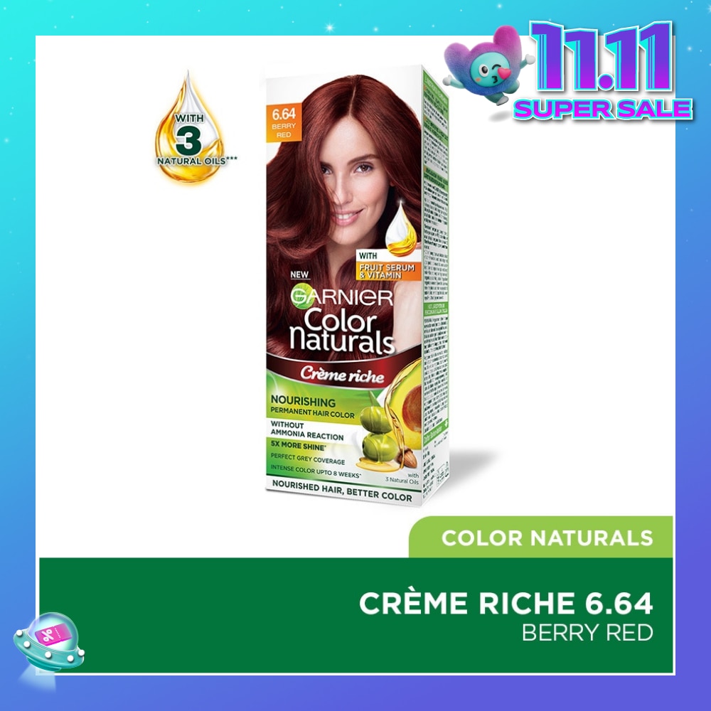 Color Naturals Nourishing Permanent Hair Color 6.64 Berry Red (With Fruit Serum & Vitamin) 1s