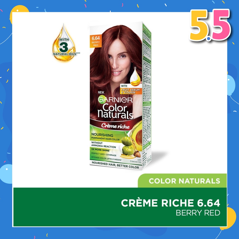 Color Naturals Nourishing Permanent Hair Color 6.64 Berry Red (With Fruit Serum & Vitamin) 1s