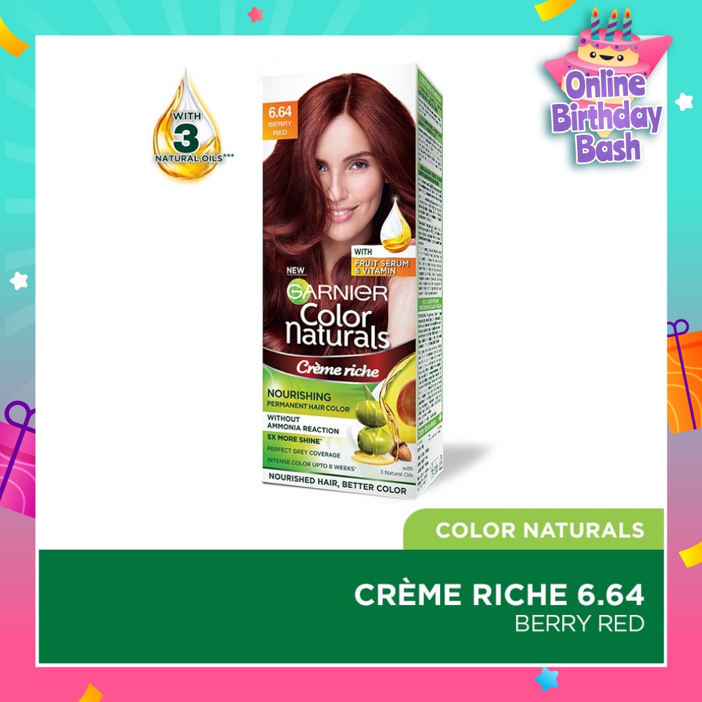 Color Naturals Nourishing Permanent Hair Color 6.64 Berry Red (With Fruit Serum & Vitamin) 1s