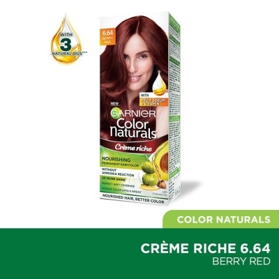 GARNIER Color Naturals Nourishing Permanent Hair Color 6.64 Berry Red (With Fruit Serum & Vitamin) 1s