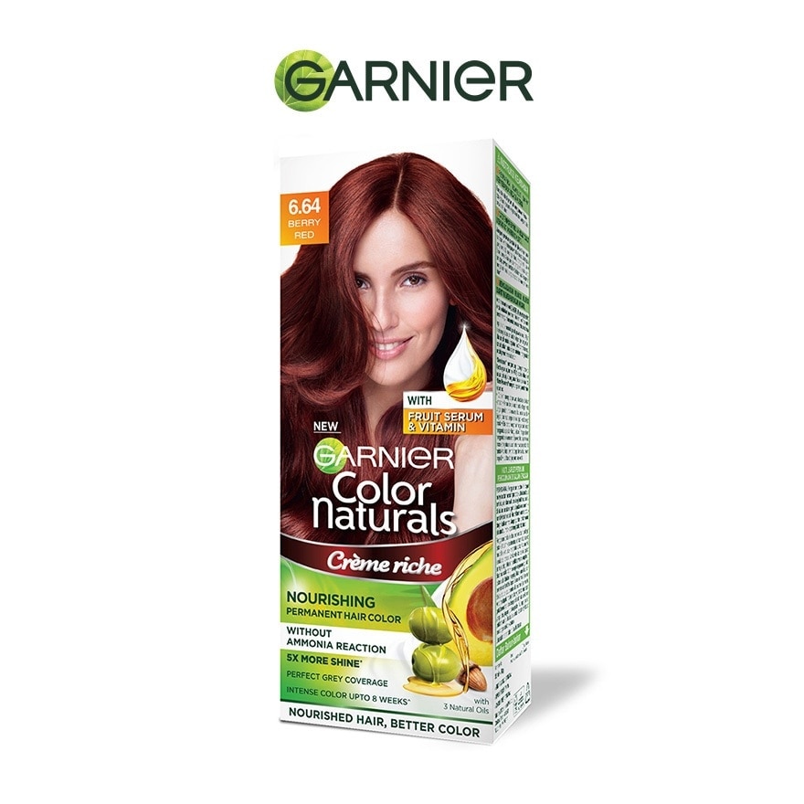 Color Naturals Nourishing Permanent Hair Color 6.64 Berry Red (With Fruit Serum & Vitamin) 1s