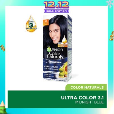 GARNIER Color Naturals Nourishing Permanent Hair Color 3.1 Midnight Blue (With Fruit Serum & Vitamin) 1s (Expiry: Aug`2026)