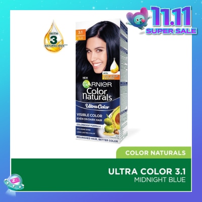 GARNIER Color Naturals Nourishing Permanent Hair Color 3.1 Midnight Blue (With Fruit Serum & Vitamin) 1s (Expiry: Aug`2026)