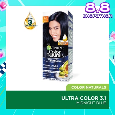 GARNIER Color Naturals Nourishing Permanent Hair Color 3.1 Midnight Blue (With Fruit Serum & Vitamin) 1s