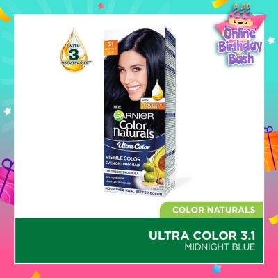 GARNIER Color Naturals Nourishing Permanent Hair Color 3.1 Midnight Blue (With Fruit Serum & Vitamin) 1s