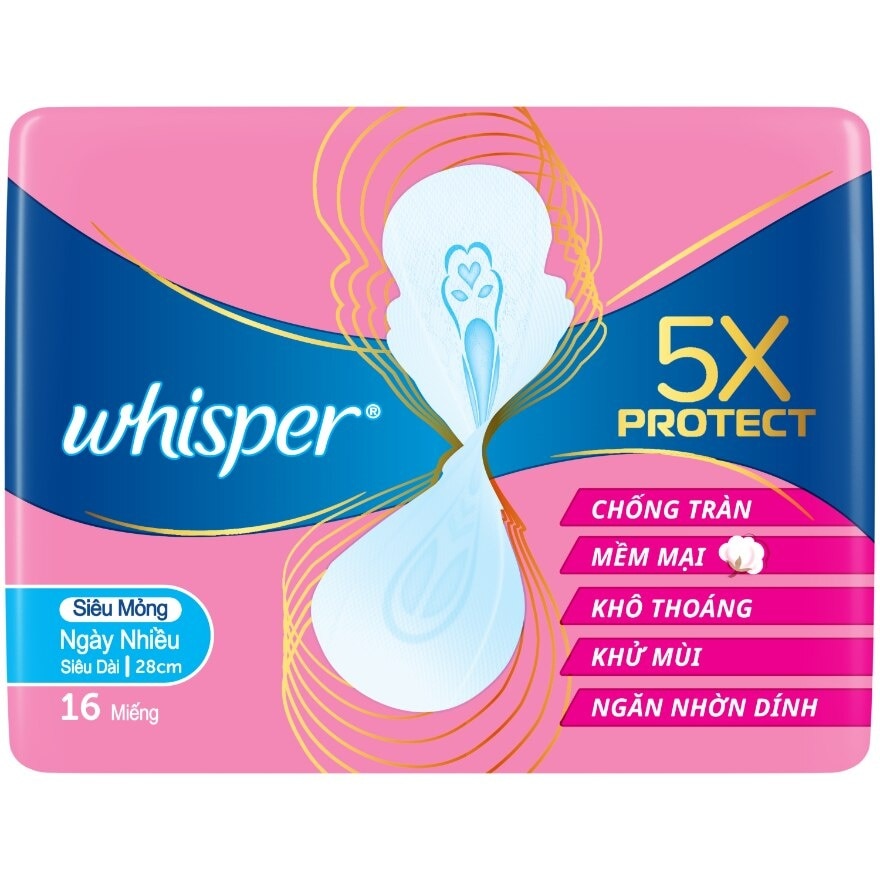 5x Protect Thin Heavy Sanitary Pad Wings 28cm 16s