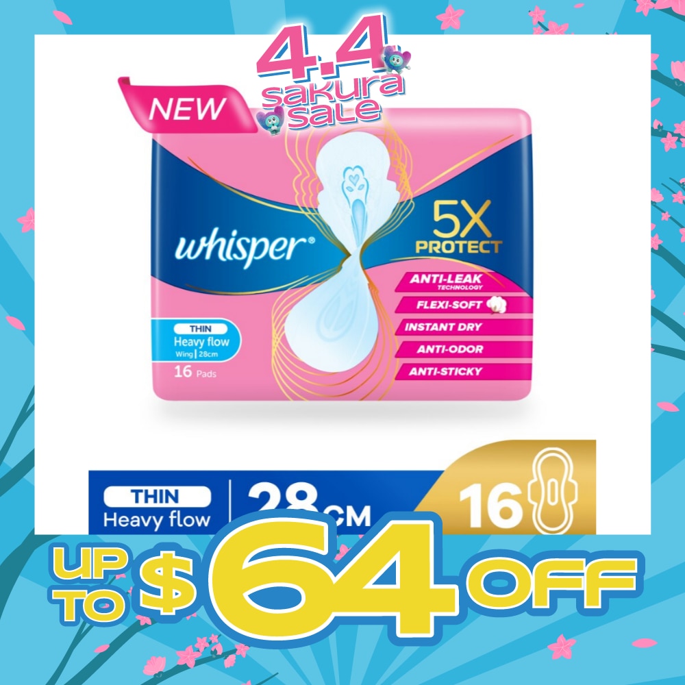 5x Protect Thin Heavy Sanitary Pad Wings 28cm 16s