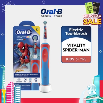 ORAL-B Vitality Kids Spiderman Superior Clean Electric Toothbrush (For 3+ Years) 1s