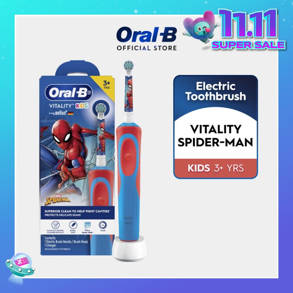 Vitality Kids Spiderman Superior Clean Electric Toothbrush (For 3+ Years) 1s