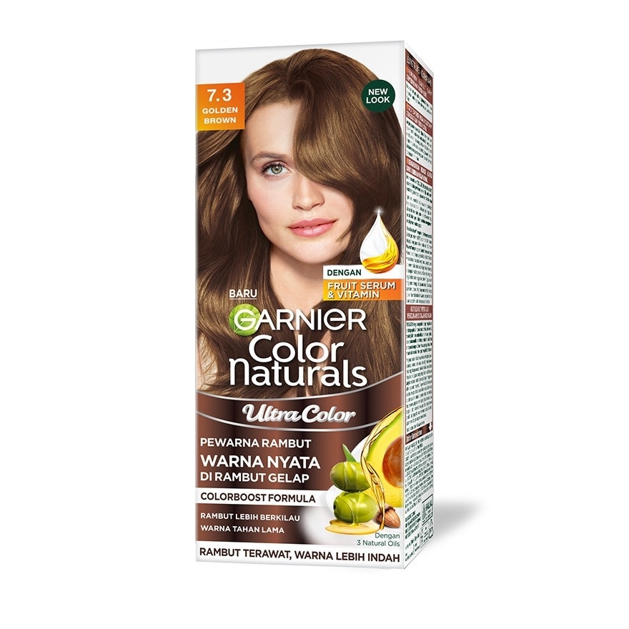 Color Naturals Nourishing Permanent Hair Color 7.3 Golden Brown (With Fruit Serum & Vitamin) 1s