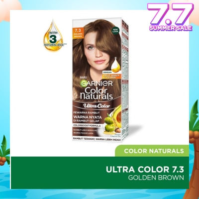 GARNIER Color Naturals Nourishing Permanent Hair Color 7.3 Golden Brown (With Fruit Serum & Vitamin) 1s