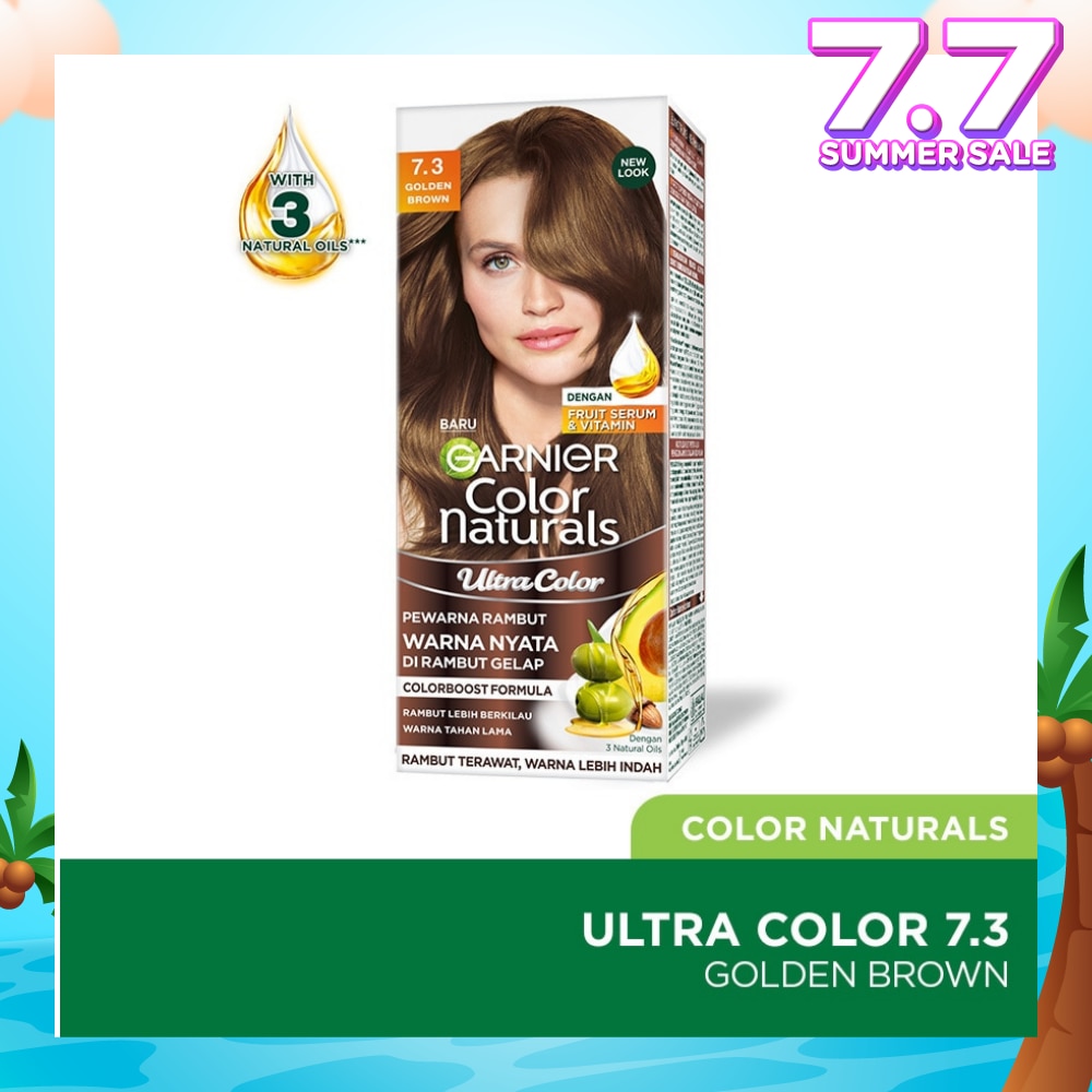 Color Naturals Nourishing Permanent Hair Color 7.3 Golden Brown (With Fruit Serum & Vitamin) 1s