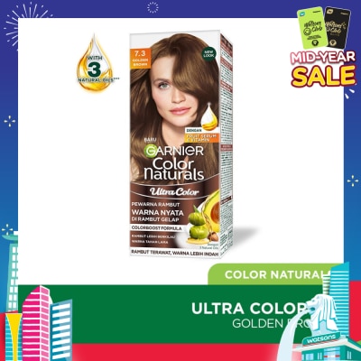 GARNIER Color Naturals Nourishing Permanent Hair Color 7.3 Golden Brown (With Fruit Serum & Vitamin) 1s