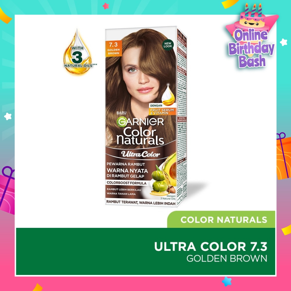 Color Naturals Nourishing Permanent Hair Color 7.3 Golden Brown (With Fruit Serum & Vitamin) 1s