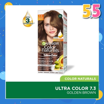 GARNIER Color Naturals Nourishing Permanent Hair Color 7.3 Golden Brown (With Fruit Serum & Vitamin) 1s