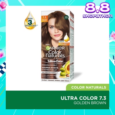 GARNIER Color Naturals Nourishing Permanent Hair Color 7.3 Golden Brown (With Fruit Serum & Vitamin) 1s