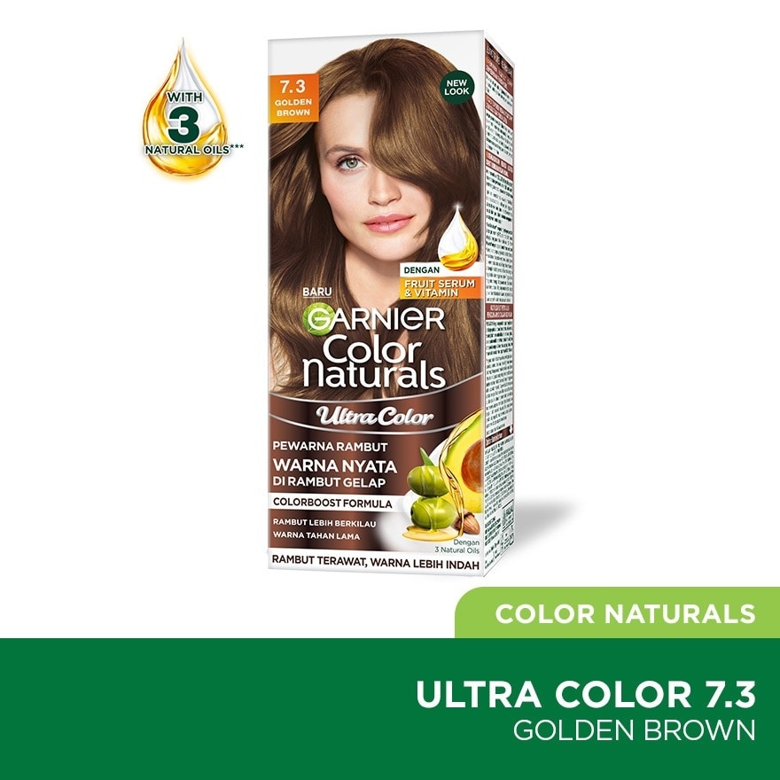 Color Naturals Nourishing Permanent Hair Color 7.3 Golden Brown (With Fruit Serum & Vitamin) 1s