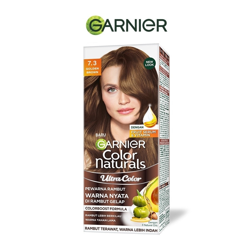 Color Naturals Nourishing Permanent Hair Color 7.3 Golden Brown (With Fruit Serum & Vitamin) 1s