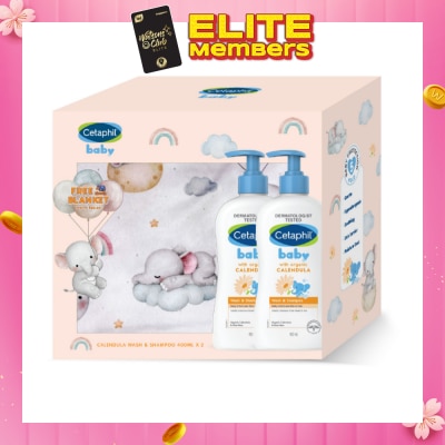 CETAPHIL BABY Calendula Wash & Shampoo TwinPack with Kuddles Blanket 1s (*Design given at random)