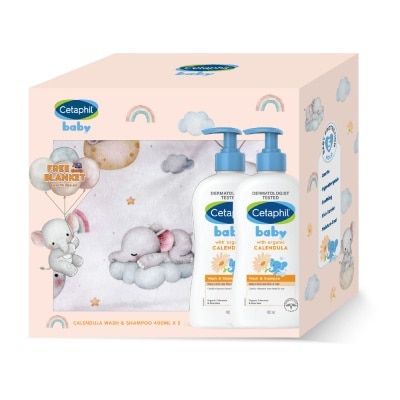 CETAPHIL BABY Calendula Wash & Shampoo TwinPack with Kuddles Blanket 1s (*Design given at random)