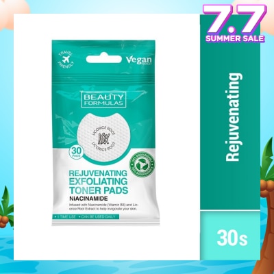BEAUTY FORMULAS Niacinamide Rejuvenating Exfoliating Toner Pad (To Help Invigorate Skin) 30s