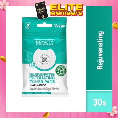 BEAUTY FORMULAS Niacinamide Rejuvenating Exfoliating Toner Pad (To Help Invigorate Skin) 30s