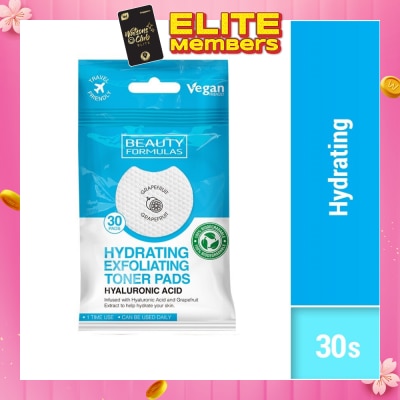 BEAUTY FORMULAS Hyaluronic Acid Exfoliating Toner Pad (To Help Hydrate Skin) 30s