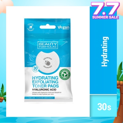 BEAUTY FORMULAS Hyaluronic Acid Exfoliating Toner Pad (To Help Hydrate Skin) 30s