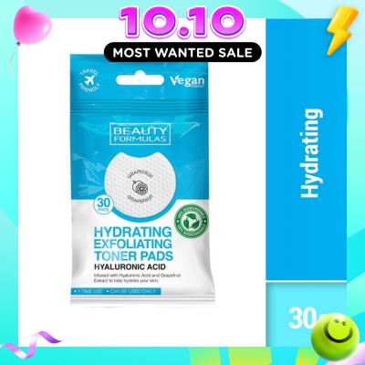 BEAUTY FORMULAS Hyaluronic Acid Exfoliating Toner Pad (To Help Hydrate Skin) 30s (Expiry: Mar`2027) image