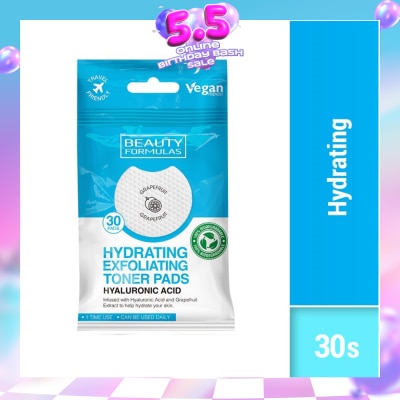BEAUTY FORMULAS - Hyaluronic Acid Exfoliating Toner Pad (To Help Hydrate Skin) 30s (Expiry: Mar`2027)