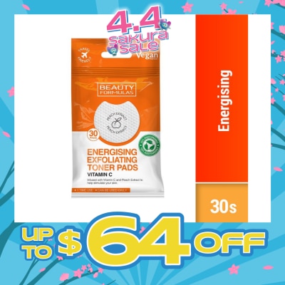 BEAUTY FORMULAS - Vitamin C Energising Exfoliating Toner Pad (To Help Stimulate Skin) 30s