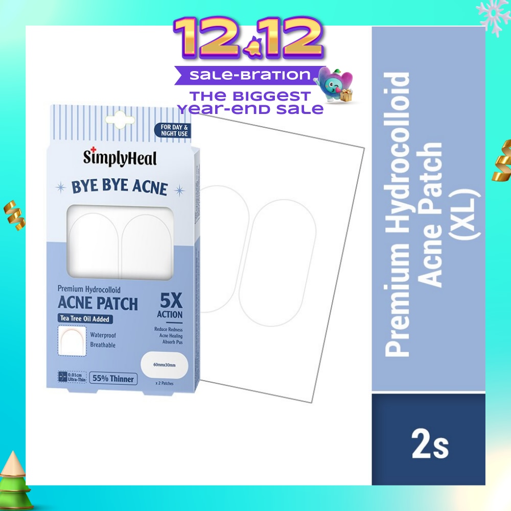 Premium Hydrocolloid Acne XL 60mm x 30mm Patch (For Day & Night & 0.01cm Ultra-Thin) 2s