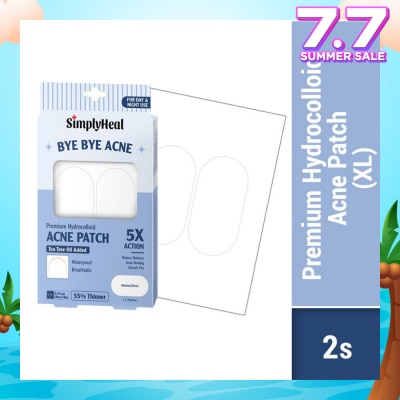 SIMPLYHEAL Premium Hydrocolloid Acne XL 60mm x 30mm Patch (For Day & Night & 0.01cm Ultra-Thin) 2s