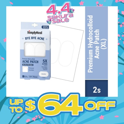 SIMPLYHEAL - Premium Hydrocolloid Acne XL 60mm x 30mm Patch (For Day & Night & 0.01cm Ultra-Thin) 2s